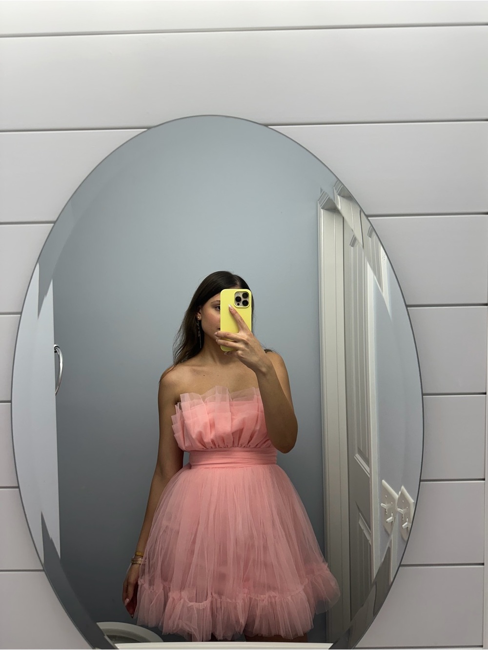 Strapless Pink Tulle Party Dress